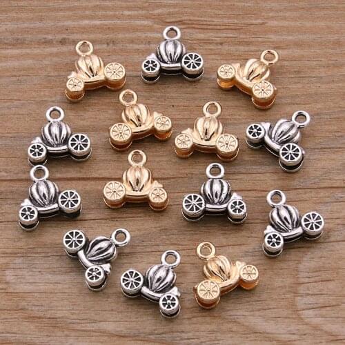 20PCS 13*13mm 2 Color Metal Alloy 3D Double-Sided Pumpkin Car Charms Halloween Pendants For Jewelry Making Handmade Craft