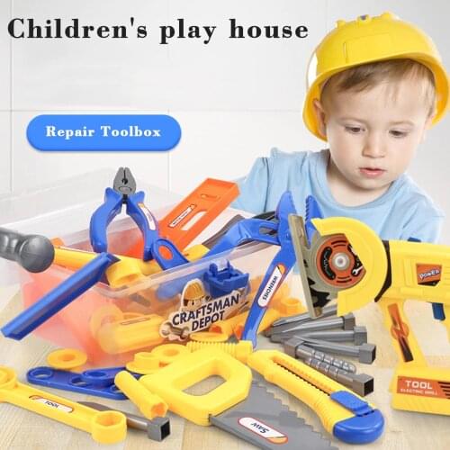 26PCS New Plastic Repair Building Tool Kits Set Kids DIY Construction Educational Toys For Children Pretend Play Toys Gifts#g4