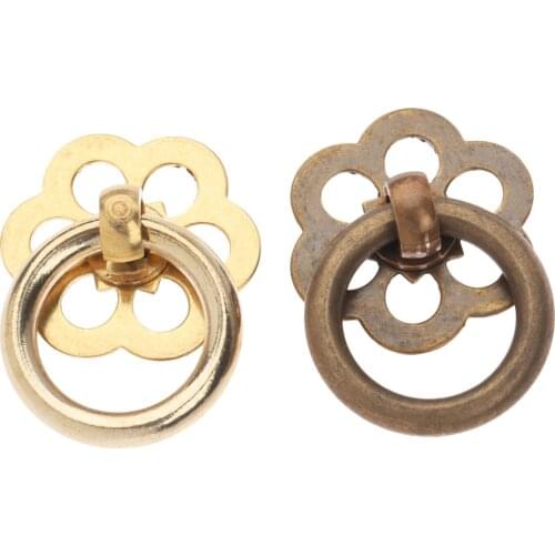 30mm Brass Jewelry Wood Box Ring Knobs Antique Bronze/Gold Furniture Drawer Cabinet Door Kitchen Pull Handle Furniture Hardware