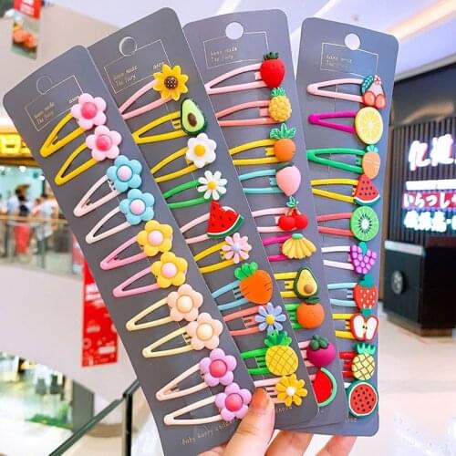 5/10 Pcs/Set Girls Cute Cartoon Animals Fruit Hairpins Children Lovely Hair Clips Barrettes Gift Kids Hair Accessories Gift