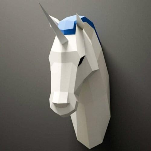 50CM Unicorn 3D Paper Model Decoration Crafts Modern Style DIY Handmade Wall Pictures for Living Room Decoration Home Decor
