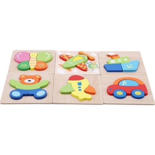 6 Colorful Kids Three-Dimensional Wooden Puzzle Educational Toys Developmental Baby Child Early Training Game For Kids Toys