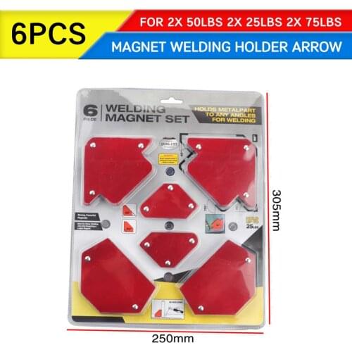 6pcs Magnet Welding Holder Arrow Multi-angle Magnetic Clamp For Welding Magnet 2x 50lbs 2x 25lbs 2x 75lbs Mig Tools
