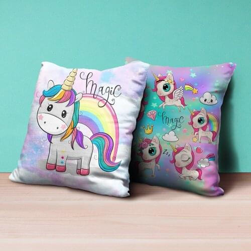Cute Unicorn Print Pillow Case 45CM Kids Cartoon Pillowcover Children Bedroom Sofa Cushion No Pillow Insert Boys Girls Gifts