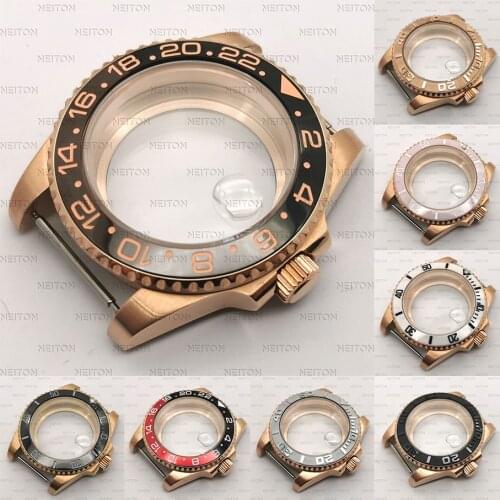 NEITON 40mm Black PVD Case Sapphire Glass Black Fit ETA2836 NH35/36 Mingzhu DG2813/5833 Miyota 8215/8205 Back Transparent Glass