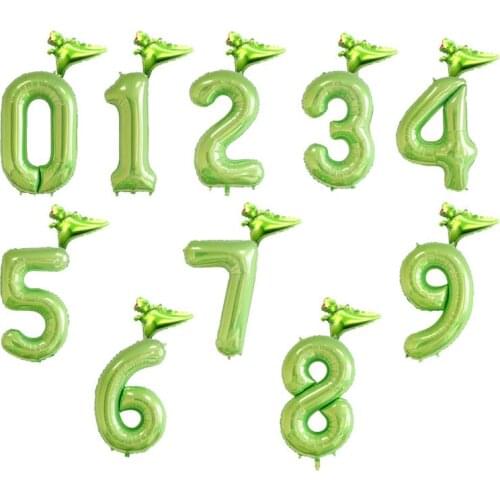 Dinosaur 40inch Foil Number Balloons Green Number Jungle Party Helium Balloon Dinosaur Birthday Baby Shower Globos Decor