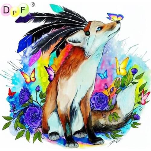 DPF 5D Round diamond Mosaic Color Feather Fox full Diamond painting Cross Stitch Diamond Embroidery Needlework home decor crafts