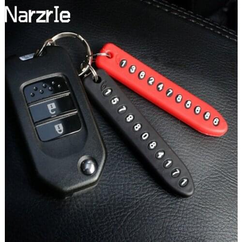 Anti-lost Phone Number Plate Car Keychain Pendant Auto Vehicle Phone Number Card Keyring Key Chain Car Interior Decoration
