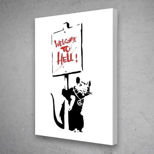 Home Decoration Canvas Welcome To Hell Banksy Prints Paintings Wall Art Modern Modular Pictures For Living Room Poster Framed