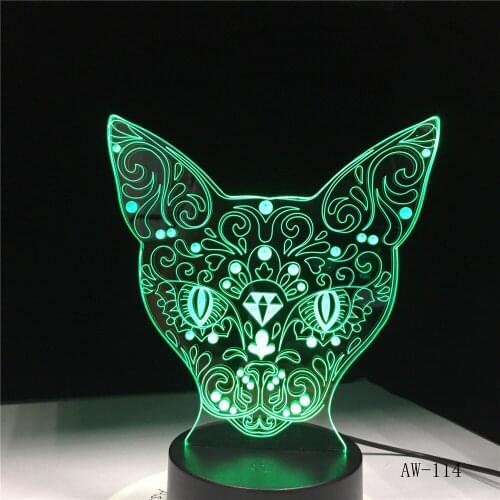 Creative Cute Cat LED Night Light For Children Baby Kids Bedside Lamp Multi color Acrylic Party Decor Light Lamp Drop AW-114