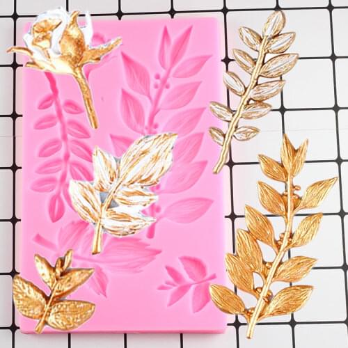 Leaf Relief Cupcake Topper Fondant Mold Cake Border Silicone Mould Baking Cake Decorating Tools Party Candy Clay Chocolate Molds