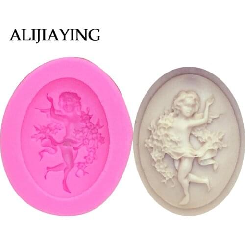 M1083 MIni Baby Angel Flowers silicone mold fondant mold boy cake decorating tools chocolate gumpaste mold