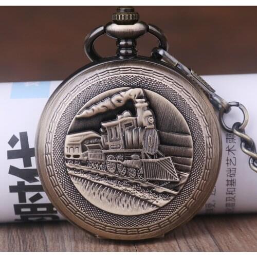5pcs New Fashion Classic Single Open Train Skeleton Roman Number Mens Mechanical Pocket Watch Women Men Gifts