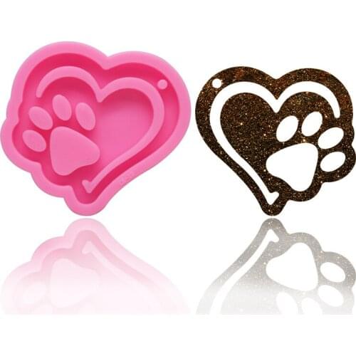 Fashion Shiny Resin Mold Silicone Pink Epoxy Lovely Hand-Shaped Brush for DIY Keychain Mold Fondant Cake Decoration Tools