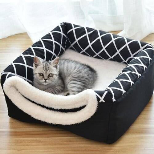 Cat Dog Pet Bed Soft Kennel Bed Cave House Sleeping Bag Cushion Pad Tent Pet Winter Warm and Comfortable Bed L XL 2 Colors