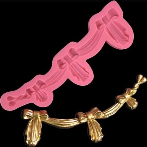 New Fondant cake bow tie silicone mold imitate curtain folds cake decoration Edge mould