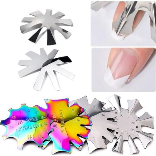 9 Shapes/pc 2021 New French Style Nail Stainless Steel Plates Model Polishing Manicure DIY Tools Salon Crystal Nail Template C10