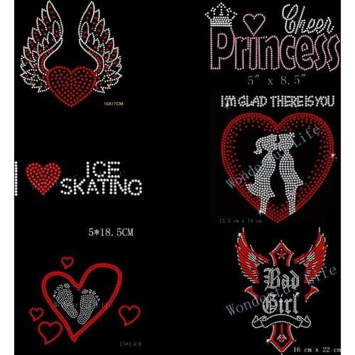 New 3PCS/lot Style English Alphabet Letter Logo Scatter Words Gusses hot fix rhinestones motif heat transfer for DIYL