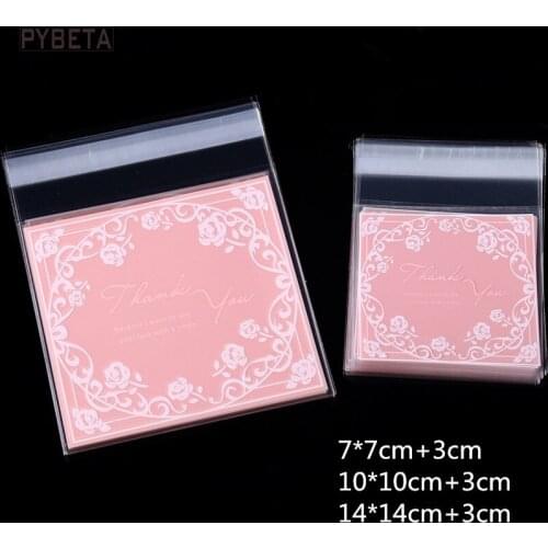 300pcs- Rose Wreath OPP Plastic Self-adhesive Pocket Cookies Candy Bag Handmade Soap Cosmetic Packaging Sample Gift Bags