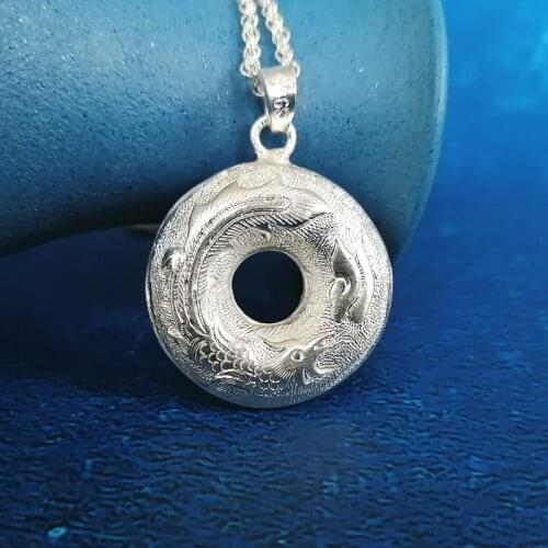 Dragon Totem 999 Sterling Silver Pendant For Men Ancient Coins Round Vintage Chinese Pendants Hmong Handmade Luxury Jewelry