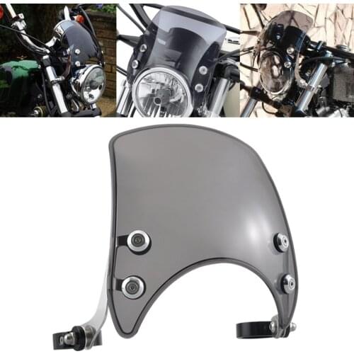 Motorcycle Adjustable Custom Compact Sport Wind Deflector Windshield Fits For Harley Sportster 04-Up XL883 XL1200 Series Smoked