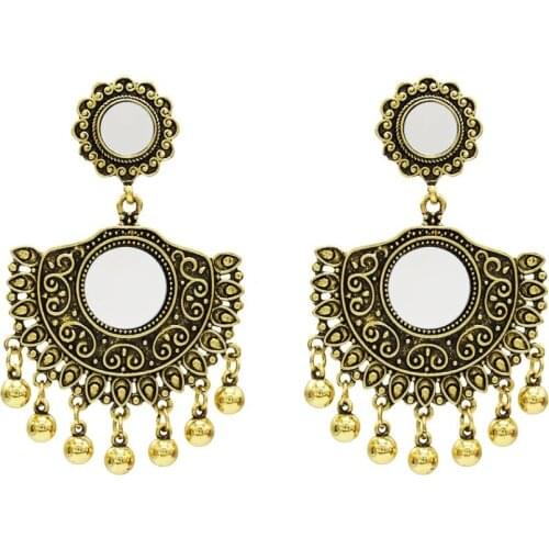 Egypt Nepal Gypsy Big Fan Drop Pendientes Oorbellen Hippie Tribal Jewelry Afghan India Jhumka Golden Tassel Statement Earrings