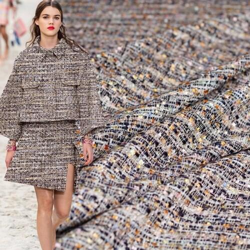 Pearlsilk Colourful Fabric Tweed Colour Chans Style Garment Materials Spring Suit Dress Skirt DIY clothes fabrics