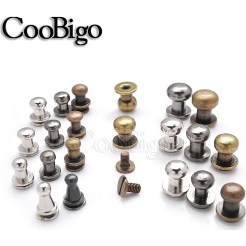 Stud Rivets Buttons Screw Backs Solid Alloy Round Ball Monk Head Nipple Garment Belt Bag Rivet Leather Crafts Accessory 100pcs