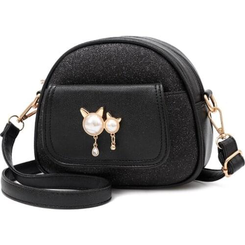Women PU Leather Small Handbags Pearl Casual Fashion Designer Ladies Purses Shoulder Girls Round Crossbody bags more Colors