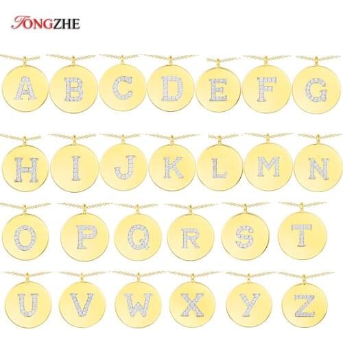 TONGZHE Pure 925 Sterling Silver Initial Pendant Small Letters Necklaces for Women Gold Color Thin Chain English Letter Jewelry