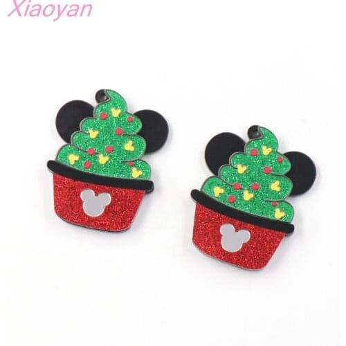 1pair) Ice Cream For Dangle Earrings Mouse Head Glitter Acrylic Jewelry Making