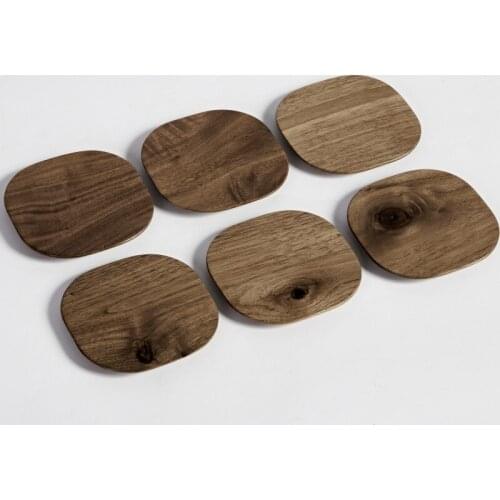 2pcs Japan Style Black Walnut Drink Coasters Natural Wood Heat Resistant Pads Cup/Pot Holder Creative Tea Cup Mat Placemats