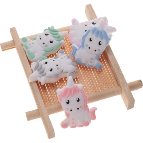 20pcs Unicorn Silicone Baby Beads Silicone Teething Beads For Babies Baby Pendants Baby Things Pacifier Chain Beads Toy BPA Free