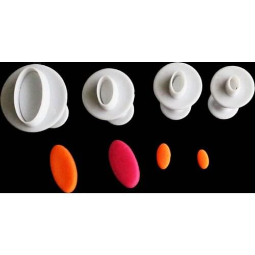 4pcs/set Oval Cookie Plunger Cutter Cookie Cutters Embossing Fondant Chocolate Mold Flower Gift Decoration Tools