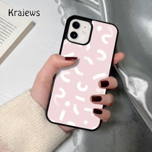 Krajews pink squiggle art coque Phone Case for iPhone 12 mini 5 6S 7 8 PLUS X XS XR 11 PRO MAX SE 2020 Back Cover Funda Shell
