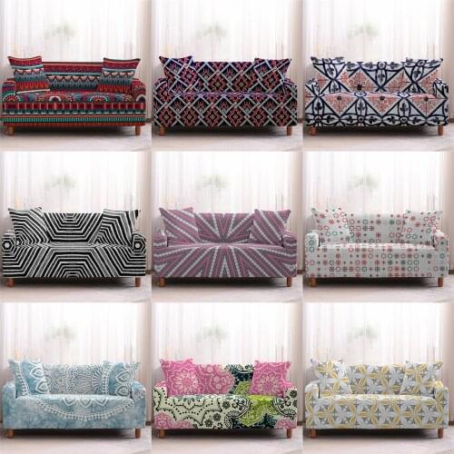 Geometry Combination Stretch Sofa Slipcover Couch Sofa Cover Furniture Protector with Non Skid Foam and Elastic Bottom for Pet