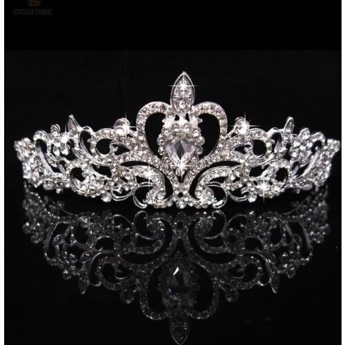Crystal Heart Bridal Tiara Crowns Baroque Rhinestone Pageant Crown For Bride Hairbands Wedding Hair Jewelry