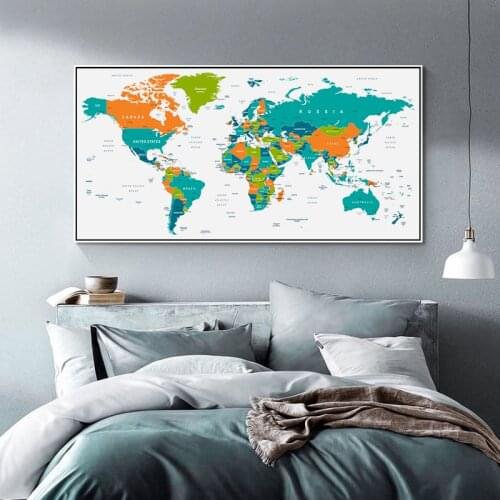 The World Map Global Country Posters and Prints Nordic Arts Decor Wall Pictures Large Painting Pictures Wall Home Decoration