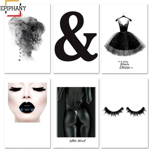 Black Lips Fashion Girl Canvas Art Posters and Prints Scandinavian Painting Wall Pictures for Living Room Modern Home Decoration