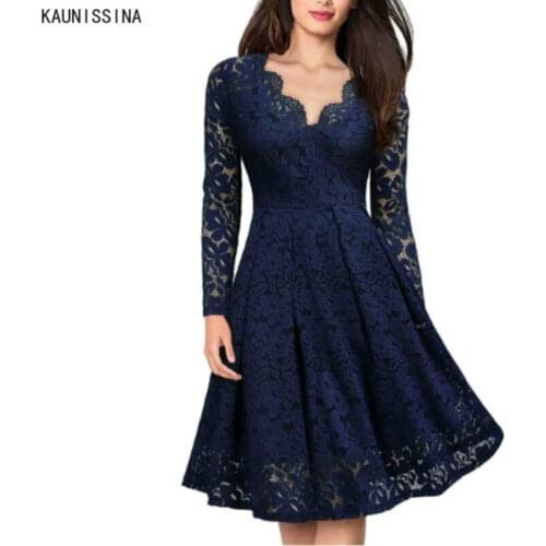 Lace Cocktail Dresses Long Sleeve A-Line V-Neck Elegant Party Gown Ladies Knee Length Homecoming Dresses Vestidos Formal Dress