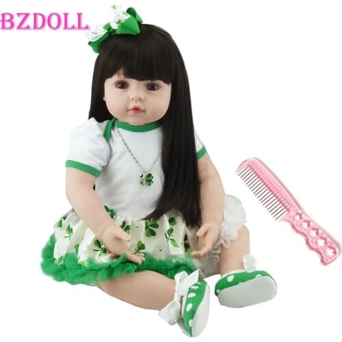 60cm Soft Silicone Vinyl Girl Reborn Doll Princess Toddler Babies Alive Boneca Bebe Birthday Gift Dress Up Toy