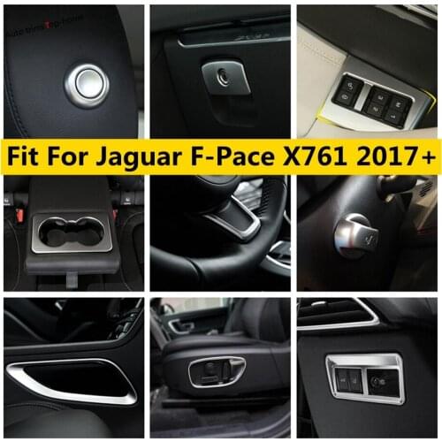Yimaautotrims Matte Interior Refit Kit Headlamp / Air AC Panel / Gearbox / Speaker Cover Trim For Jaguar F-Pace X761 2017 - 2020