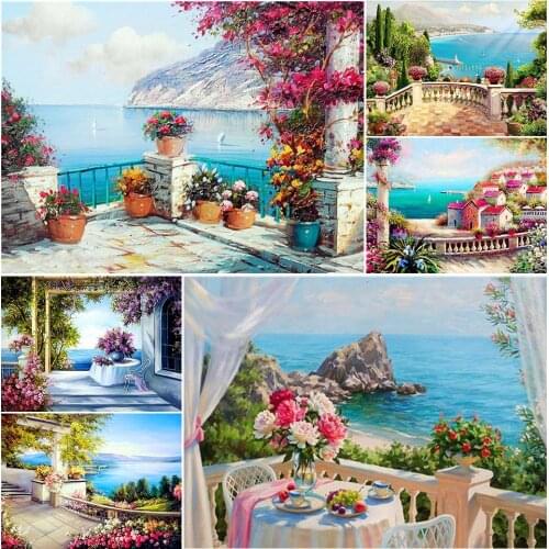 5D DIY Diamond Painting Sea Landscape Full Drill Mosaic Embroidery Flowers Cross Stitch Kits Bedroom Wall Decor Art Picture Gift