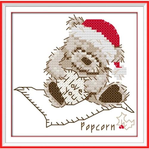 Christmas bear cross stitch kit 14ct 11ct count print canvas stitches embroidery DIY handmade needlework plus