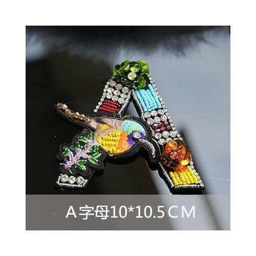 Letter A bird sequins Rhinestones bead brooch patches applique embroidered fabric sew on patch fashion clothing decoration patch