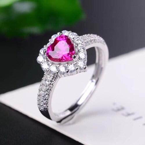Natural Pink Topaz Rings for Women, Heart, 925 Sterling Silver Fine Jewelry, 5*5mm Gemstone with Velvet Box Certificate FJ260