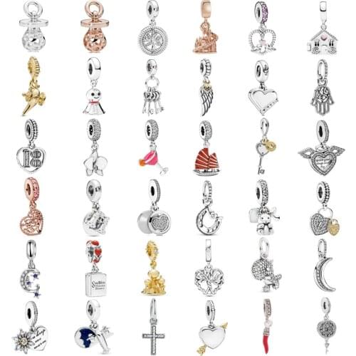 New Fashion Charm Original Kettle Telescope Wine Glass Water Drop Pendant Fits Original Pandora Ladies Bracelet Jewelry Gift
