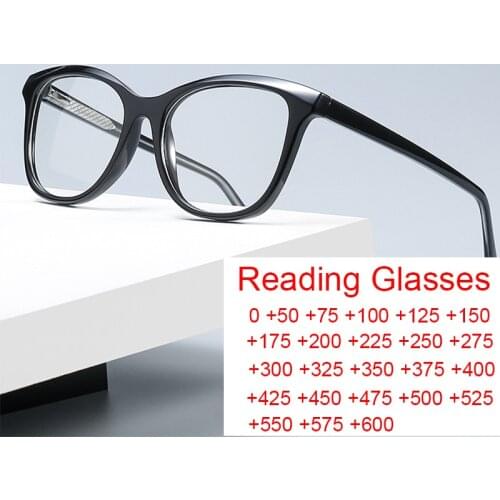 Diopter 0 to +6.0 Red Finished Square Reading Glasses Men Women Anti Blue Light Clear Eyeglasses Prescription Hyperopia Eyewear