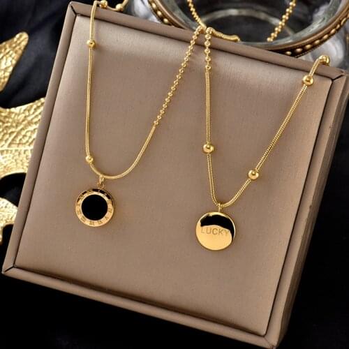 Inserts No fading Titanium stainless steel Roman numerals Necklace fashion charm pendant Xiaojindo Light luxury gift women jewel