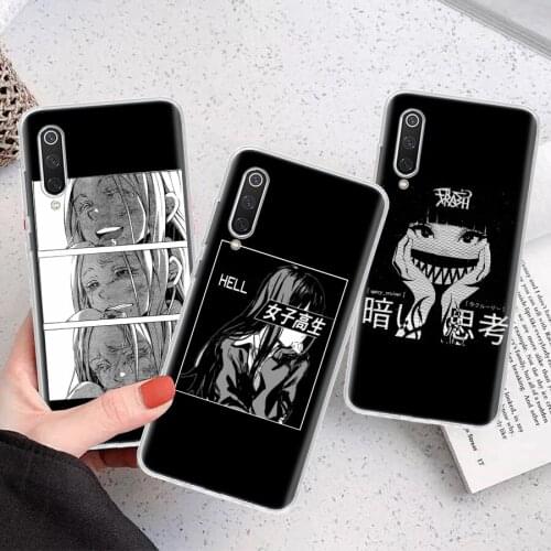 Sad Japanese Anime Aesthetic Silicon Phone Case For Xiaomi Note 10 Mi 11 9 8 CC9 10T 9T 5X 6X A3 A2 A1 Lite Pro Poco F1 X3 Cover